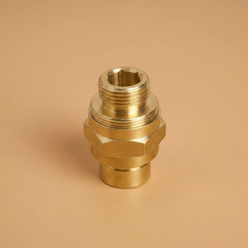 Unlacquered Brass Hose Connector, Bidet Shower Hose Adapter – close-up of the finish