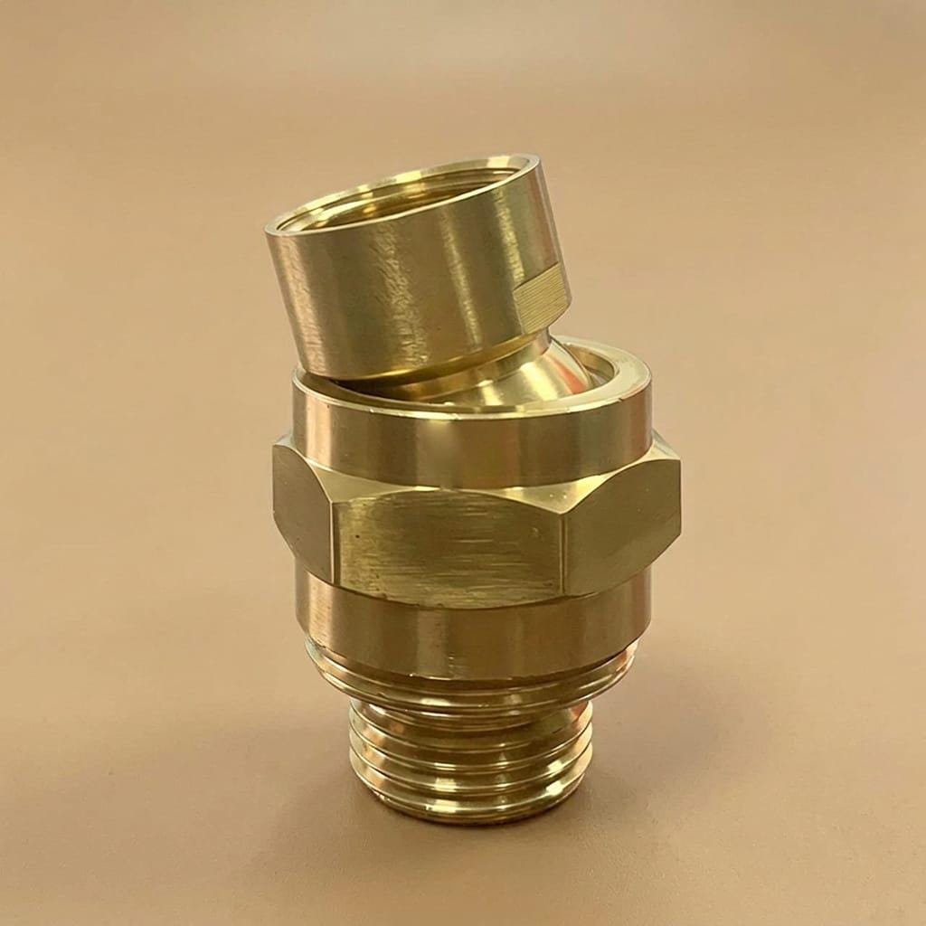 Unlacquered Brass Hose Connector, Bidet Shower Hose Adapter – installed view