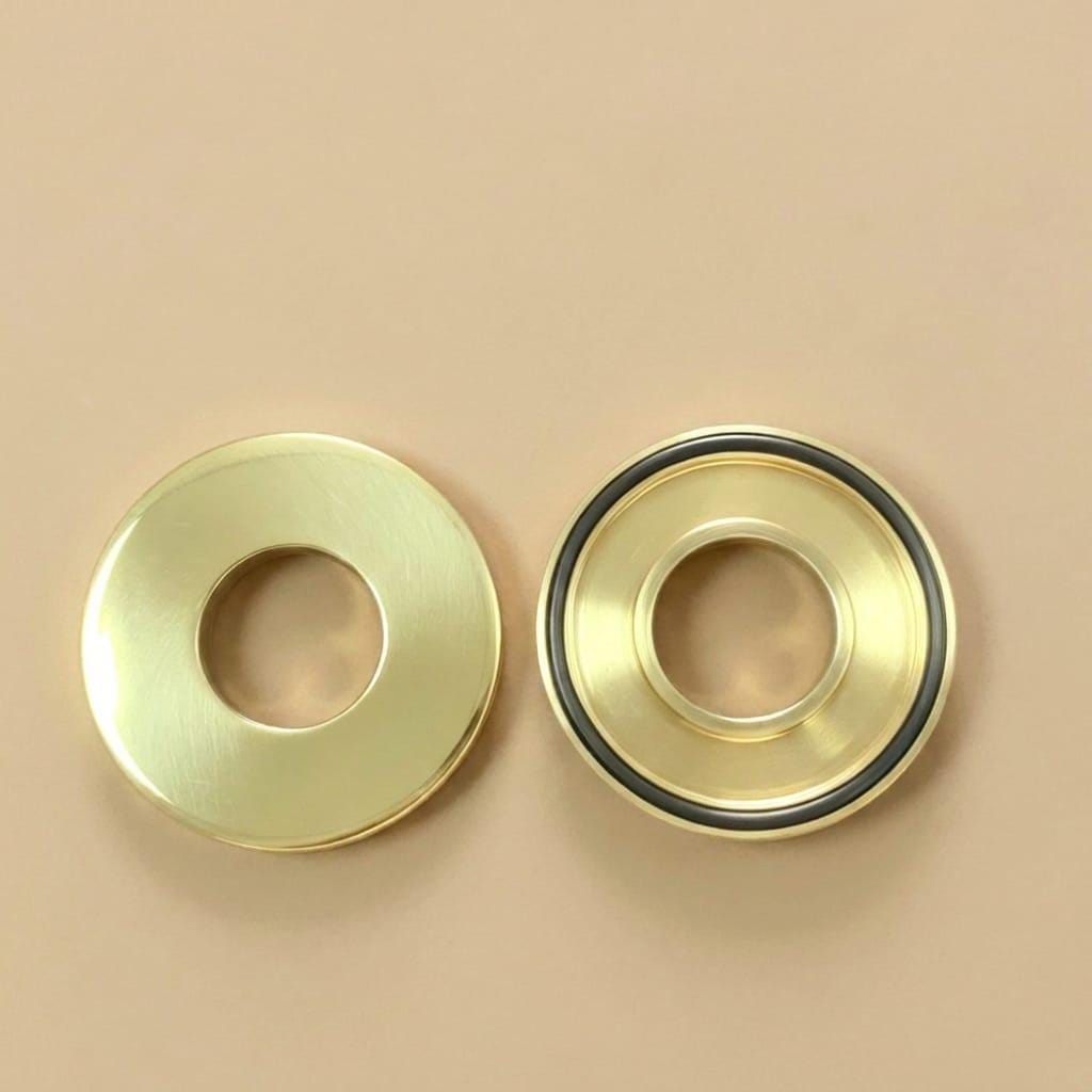 Solid Brass Shower Arm Flange, Brass Escutcheon Plate – installed view