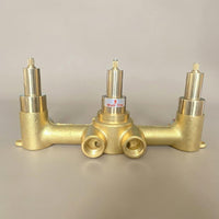 Solid Brass Concealed Shower Valve Mixer, 3 Handle Bathroom Fixture, Wall Mount Rough In Valve