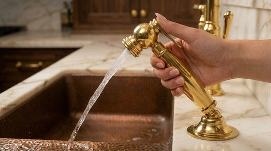 Unlacquered Brass Bidet Sprayer Set – detail view