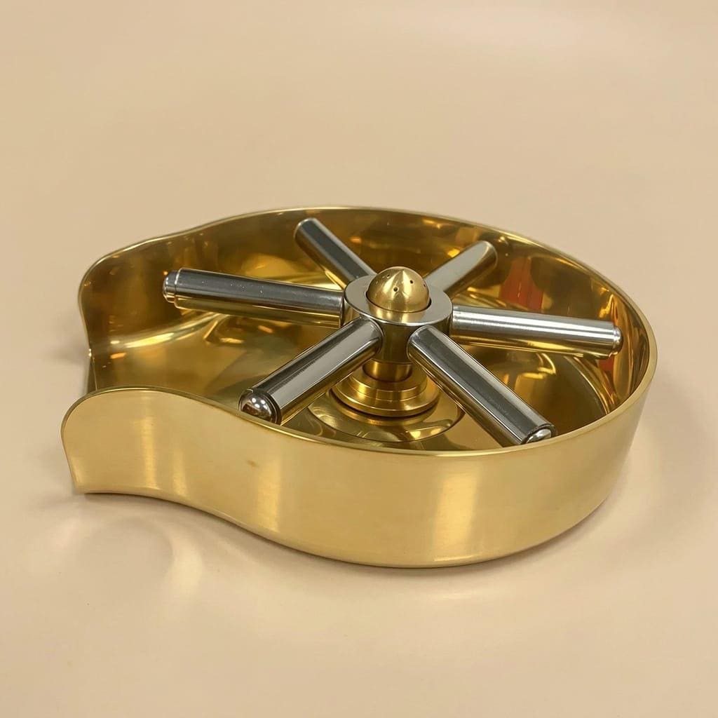 Modern Brass Glass Rinser, Stainless Steel Spinner Handle