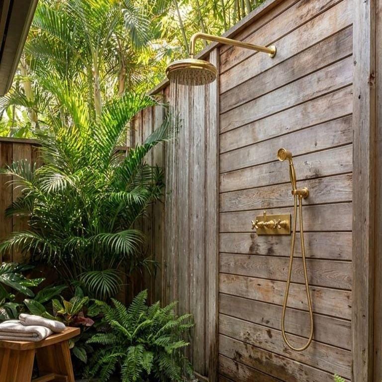 Luxury Brushed Gold Shower System with Handheld Shower – alternate angle