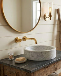 Brushed Brass Wall Mount Faucet, Modern Gold Minimalist Basin Tap, Solid Vanity Fixture