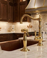Unlacquered Brass Kitchen Side Sprayer, Solid Brass Faucet Spray Attachment, Farmhouse Sink Hose