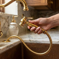 Unlacquered Brass Kitchen Side Sprayer, Solid Brass Faucet Spray Attachment, Farmhouse Sink Hose
