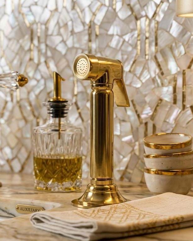 Unlacquered Brass Kitchen Side Sprayer – detail view