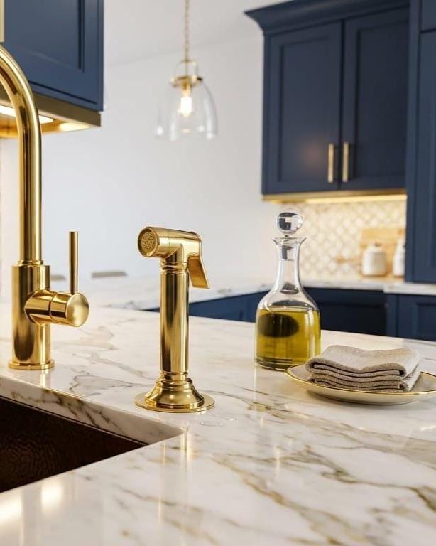 Unlacquered Brass Kitchen Side Sprayer – installed view