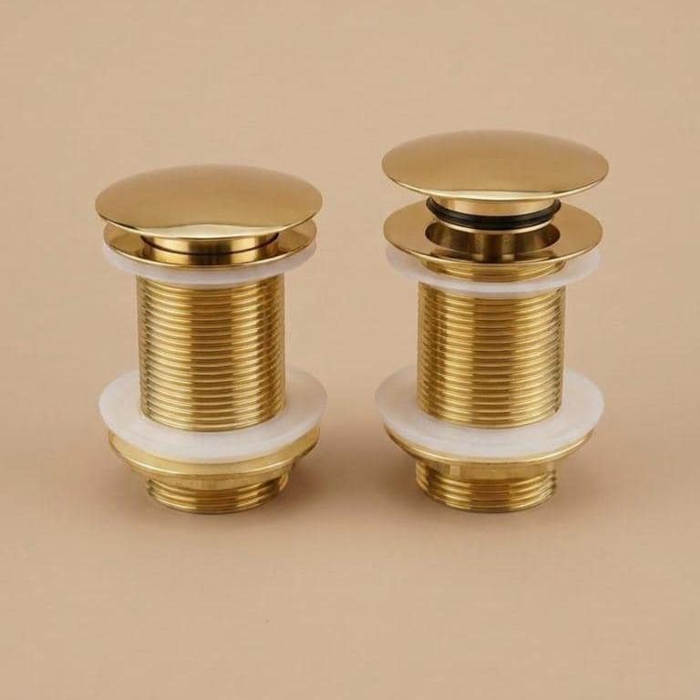 Unlacquered Brass Drain, Solid Pop Up Stopper