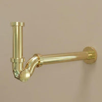 Polished Brass P Trap Drain Kit, Decorative Bottle Trap, Modern Bathroom Vanity Plumbing