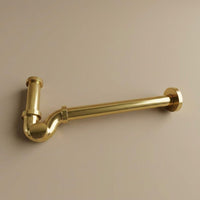Polished Brass P Trap Drain Kit, Decorative Bottle Trap, Modern Bathroom Vanity Plumbing