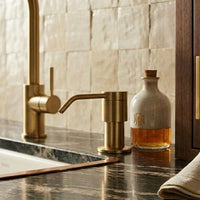 Unlacquered Brass Soap Dispenser, Brushed Gold Built-In Sink Pump Accessory