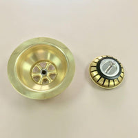 Solid Unlacquered Brass Kitchen Sink Strainer, Farmhouse Basket Drain Waste Assembly
