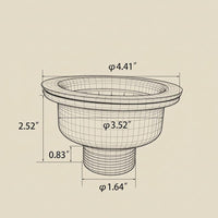 Solid Unlacquered Brass Kitchen Sink Strainer, Farmhouse Basket Drain Waste Assembly