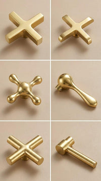 Brass Faucet Handles Set – Cross Lever Style Polished Gold Replacement Knobs