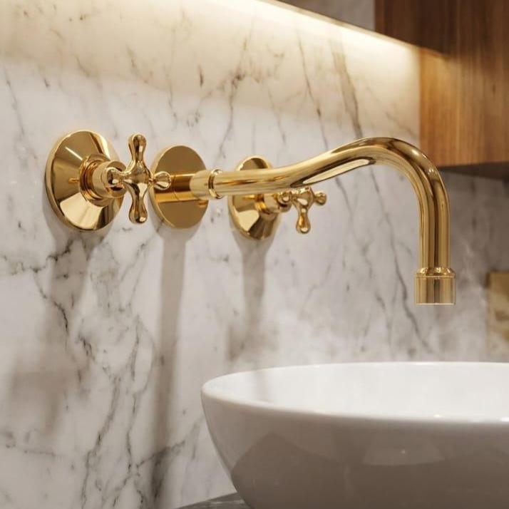 Polished Brass Wall Mount Faucet – alternate angle