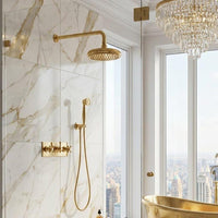 Luxury Brushed Gold Shower System with Handheld Shower – Wall Mounted Bathroom Fixture