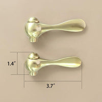 Unlacquered Brass Faucet Handles, Hot Cold Lever Set, Vintage Bathroom Hardware Knobs