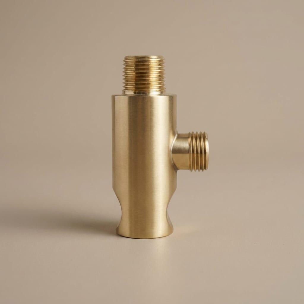 Unlacquered Brass Shower Holder, Wall Mount Support – installed view