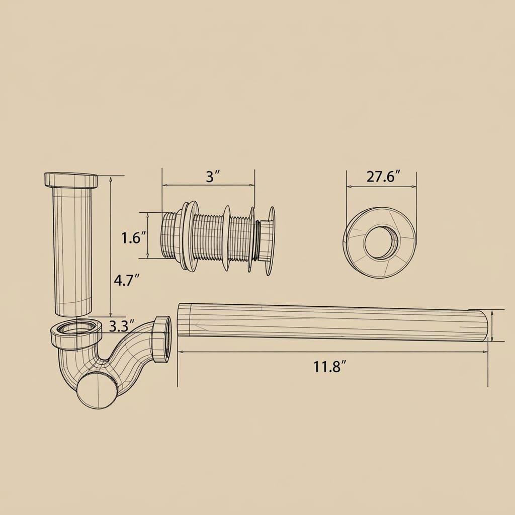 Solid Brass P Trap Sink Drain – alternate angle
