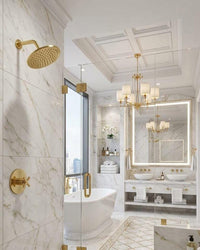 Brushed Gold Shower System | Wall Mounted Rainfall Shower Head, Single Handle Faucet