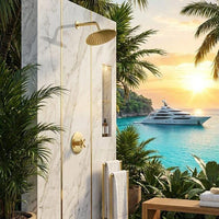 Brushed Gold Shower System | Wall Mounted Rainfall Shower Head, Single Handle Faucet
