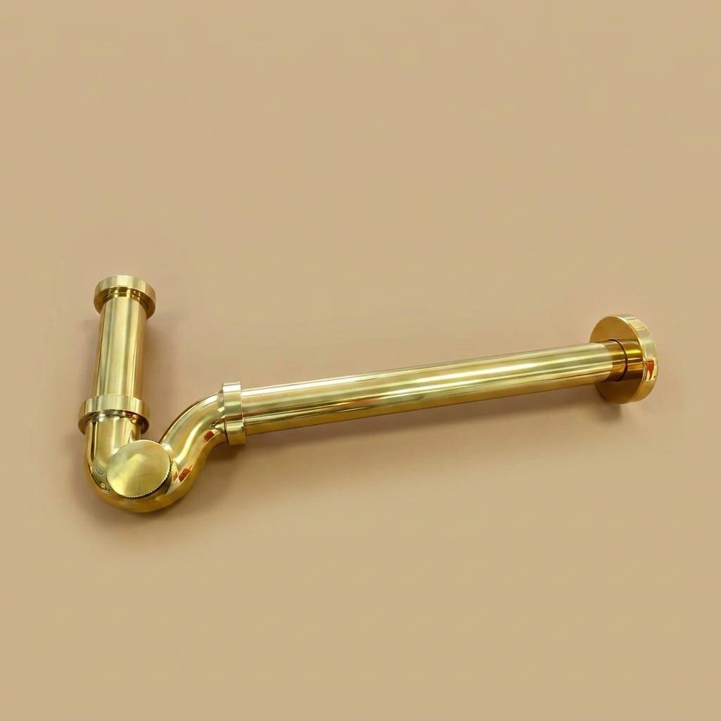 Polished Brass P Trap Drain Kit, Decorative Bottle Trap – alternate angle