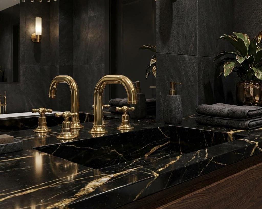 Unlacquered Brass Widespread Bathroom Faucet – close-up of the finish