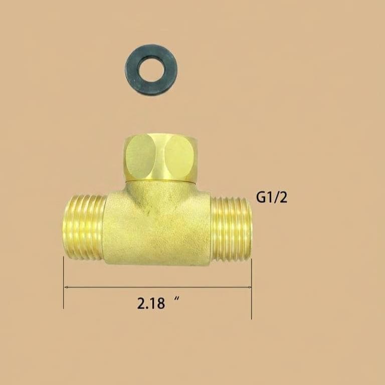 Unlacquered Brass Shower Arm Diverter Tee – alternate angle