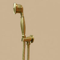 Unlacquered Brass Shower Head Holder, Wall Mounted Handheld Shower Bracket