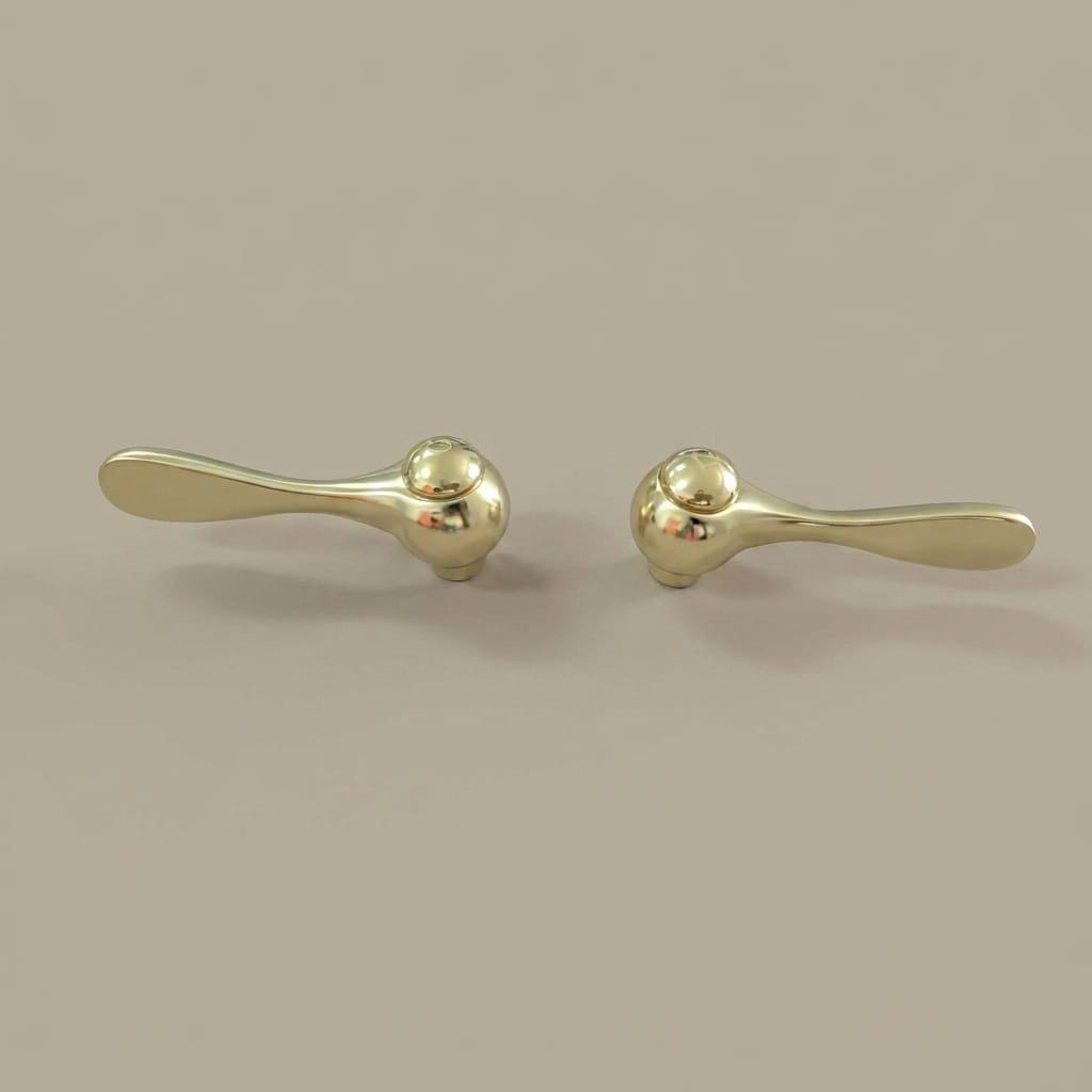 Unlacquered Brass Faucet Handles, Hot Cold Lever Set – installed view