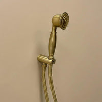 Unlacquered Brass Shower Holder, Solid Brass Handheld Bracket, Wall Mount Support, Vintage Bathroom Hardware