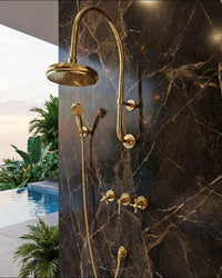 Brass Shower System, Rainfall Set, Wall Mounted Handheld Mixer, Vintage Bathroom Hardware