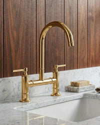 Bridge Kitchen Faucet: Solid Brass High Arc Mixer Tap, Dual Handle Farmhouse Tap
