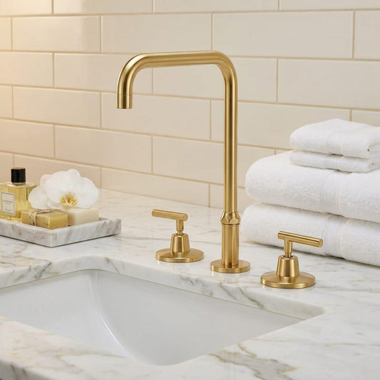 Modern Bathroom Faucet Gold Brass Minimalist Vanity Sink Faucet Luxury Deck Mount