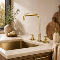 Modern Bathroom Faucet Gold Brass Minimalist Vanity Sink Faucet Luxury Deck Mount