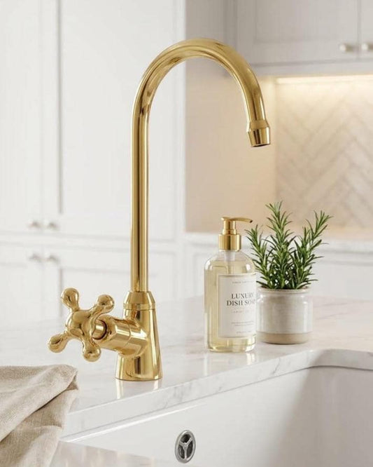 Unlacquered Brass Cold Water Faucet, Kitchen Bar Sink Tap