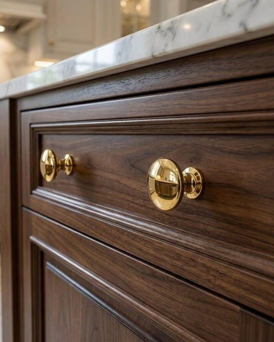 Solid Brass Cabinet Knobs, Polished Gold Drawer Pulls