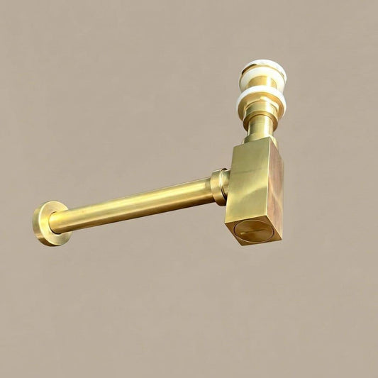 Unlacquered Brass P Trap Drain Pipe, Exposed Bottle Trap
