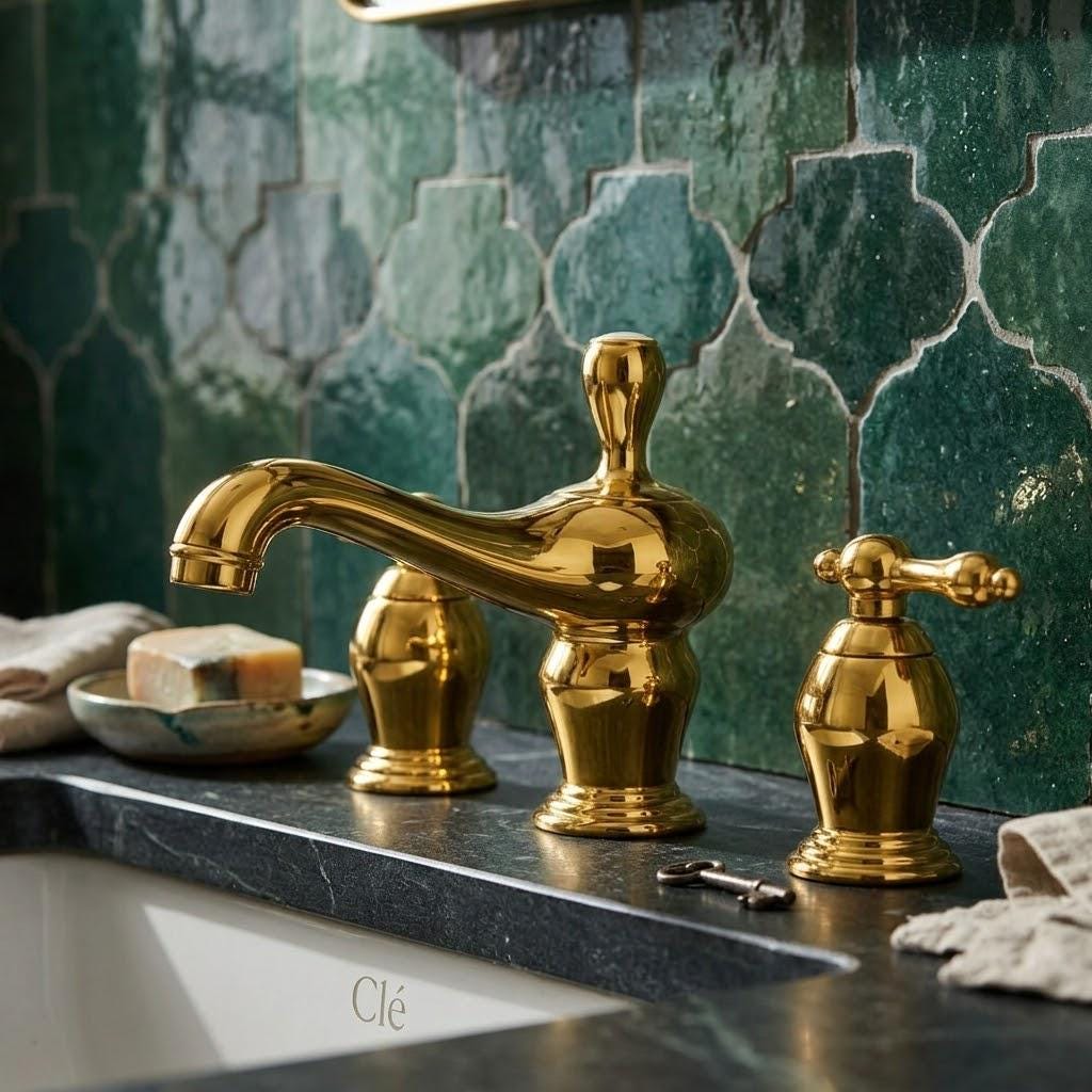 Solid Brass Vienna Widespread Bathroom Faucet – close-up of the finish