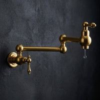 Unlacquered Brass Pot Filler Faucet – Wall Mount Swing Arm Kitchen Tap