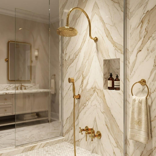 Solid Brass Gold Rainfall Shower System