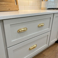 Solid Brass Cabinet Pulls, Polished Gold Drawer Handles, Modern Cupboard Hardware