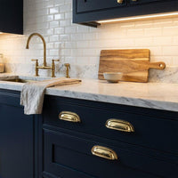 Solid Brass Cabinet Pulls, Polished Gold Drawer Handles, Modern Cupboard Hardware