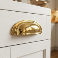 Solid Brass Cabinet Pulls, Polished Gold Drawer Handles, Modern Cupboard Hardware