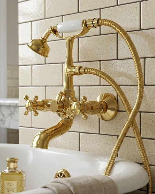 Vintage Brass Bathtub Faucet with Hand Shower