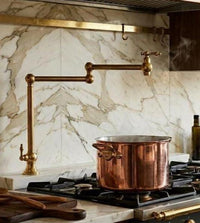 Unlacquered Brass Pot Filler Faucet, Folding Kitchen Tap, Solid Brass Fixture