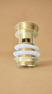 Unlacquered Brass Drain Pop Up Stopper, Gold Vessel Sink Drain, Bathroom Overflow Basin Waste