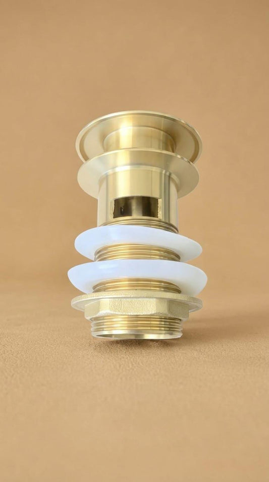 Unlacquered Brass Drain Pop Up Stopper – detail view