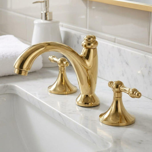 Unlacquered Brass Widespread Faucet, Living Finish Brass